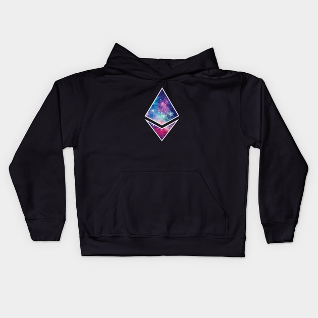 Ethereum Moon Galaxy Kids Hoodie by mangobanana